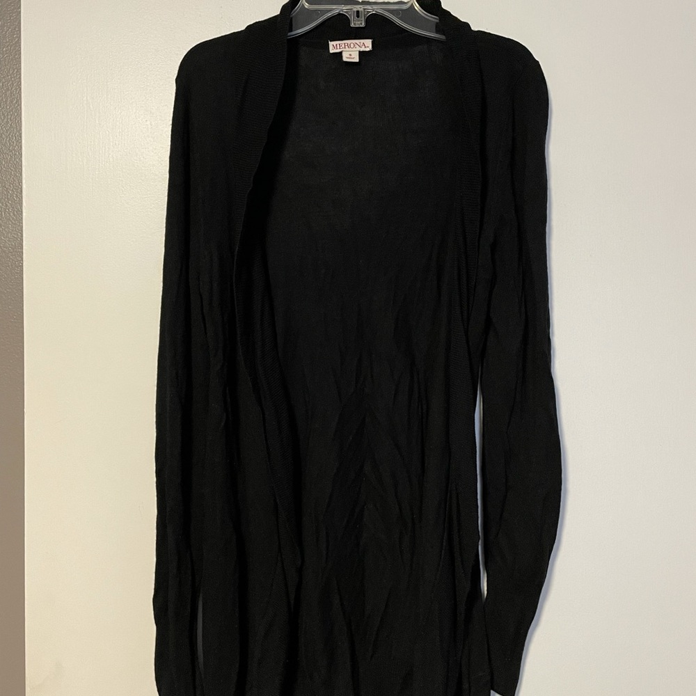 Open Front Black Cardigan